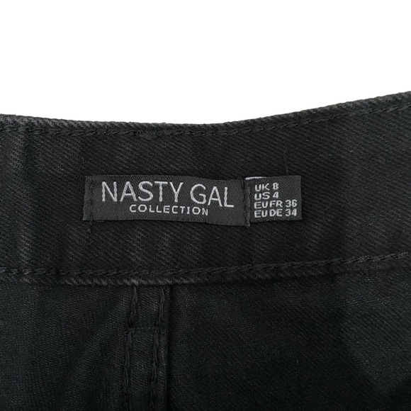 Nasty Gal NWT School Day Distressed Mom Jeans 4 Black High Rise Destroyed - Picture 4 of 7